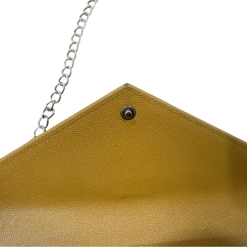 Saint Laurent YSL Cassandre Envelope Leather Wallet on Chain Mustard with COA